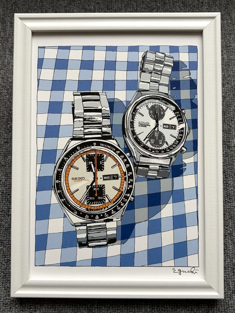 江口寿史『SEIKOの古いクロノグラフ』B5サイズ 額入り 印刷物 額装品