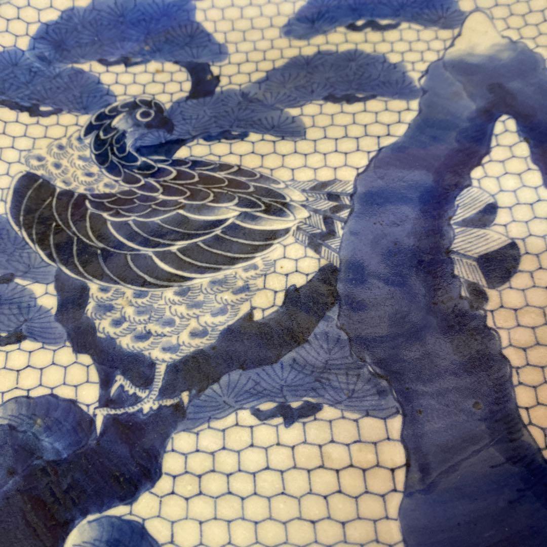 古伊万里江戸後期染付鷹狩り図大皿 - メルカリ