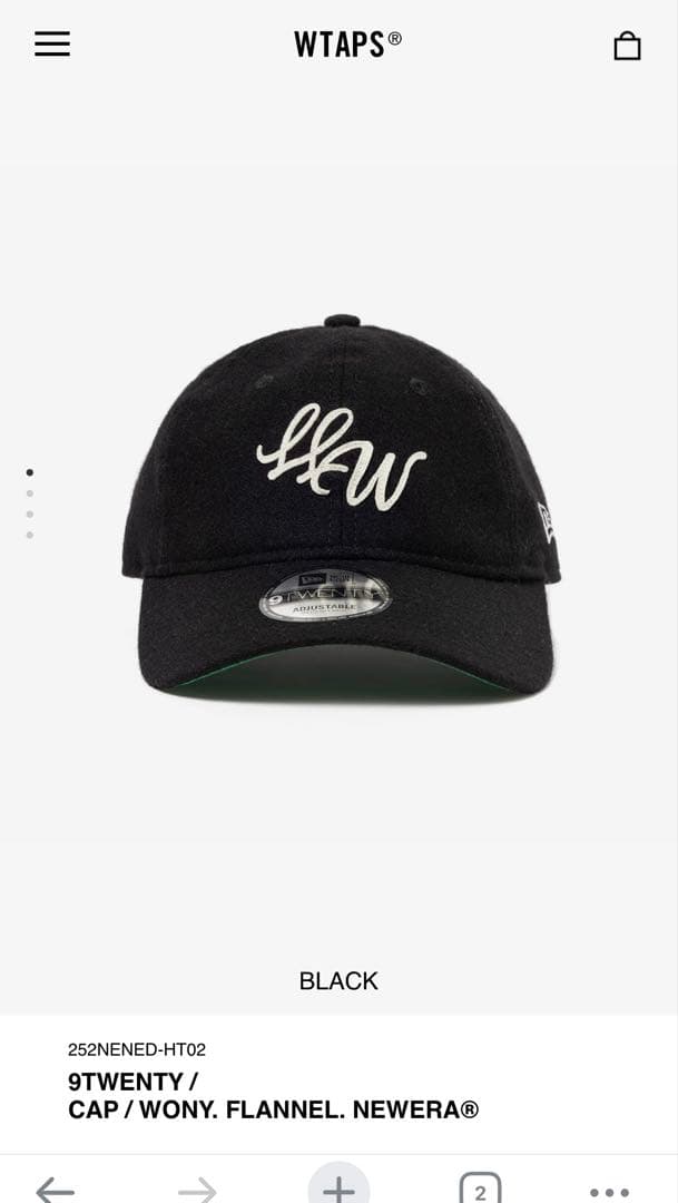 定価以下　WTAPS 9TWENTY ブラック キャップ WTAPS（ダブルタップス） 22AW 9TWENTY/CAP/WONY.FLANNEL.NEWERAR.LLW