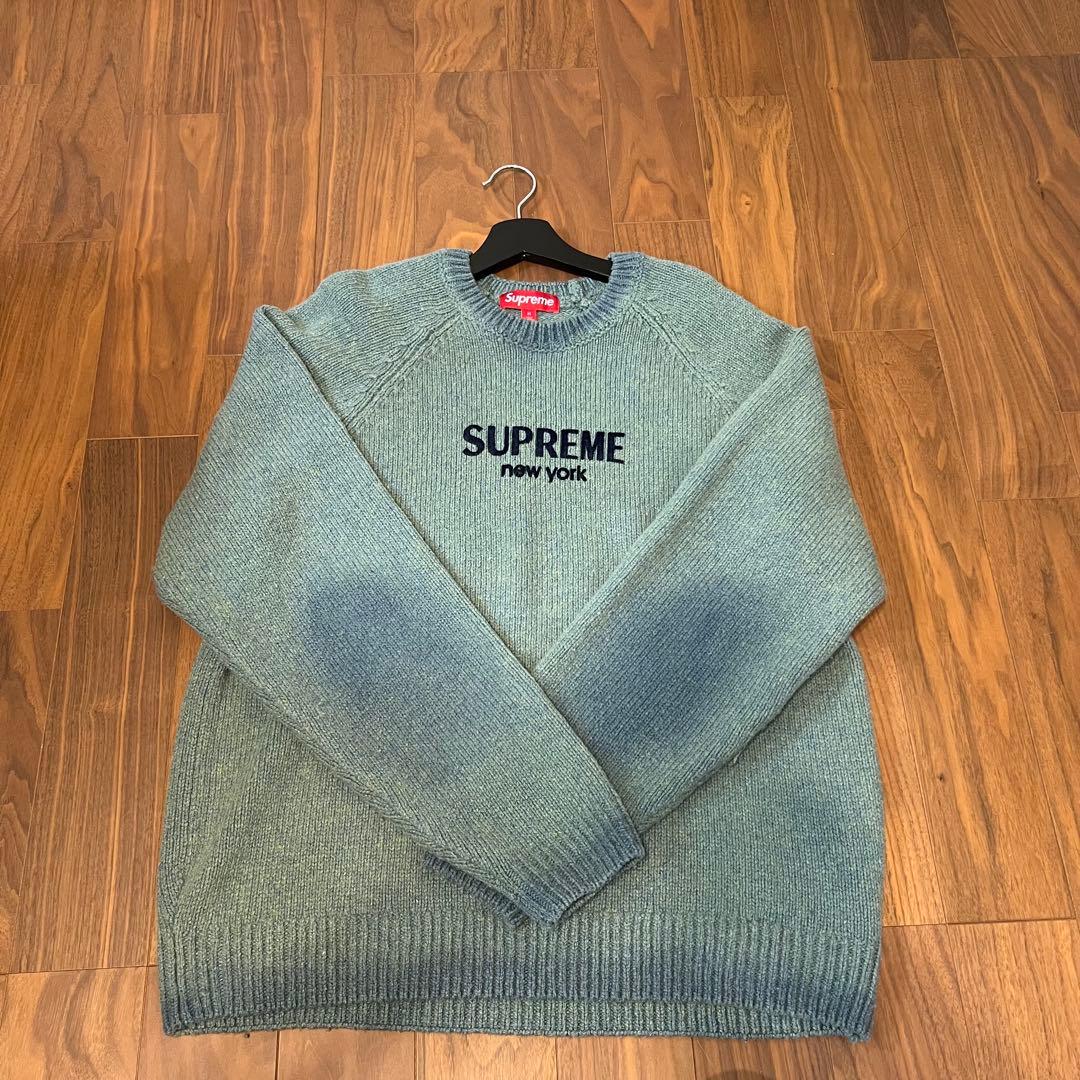 Supreme Flocked Logo sweater グリーン - メルカリ