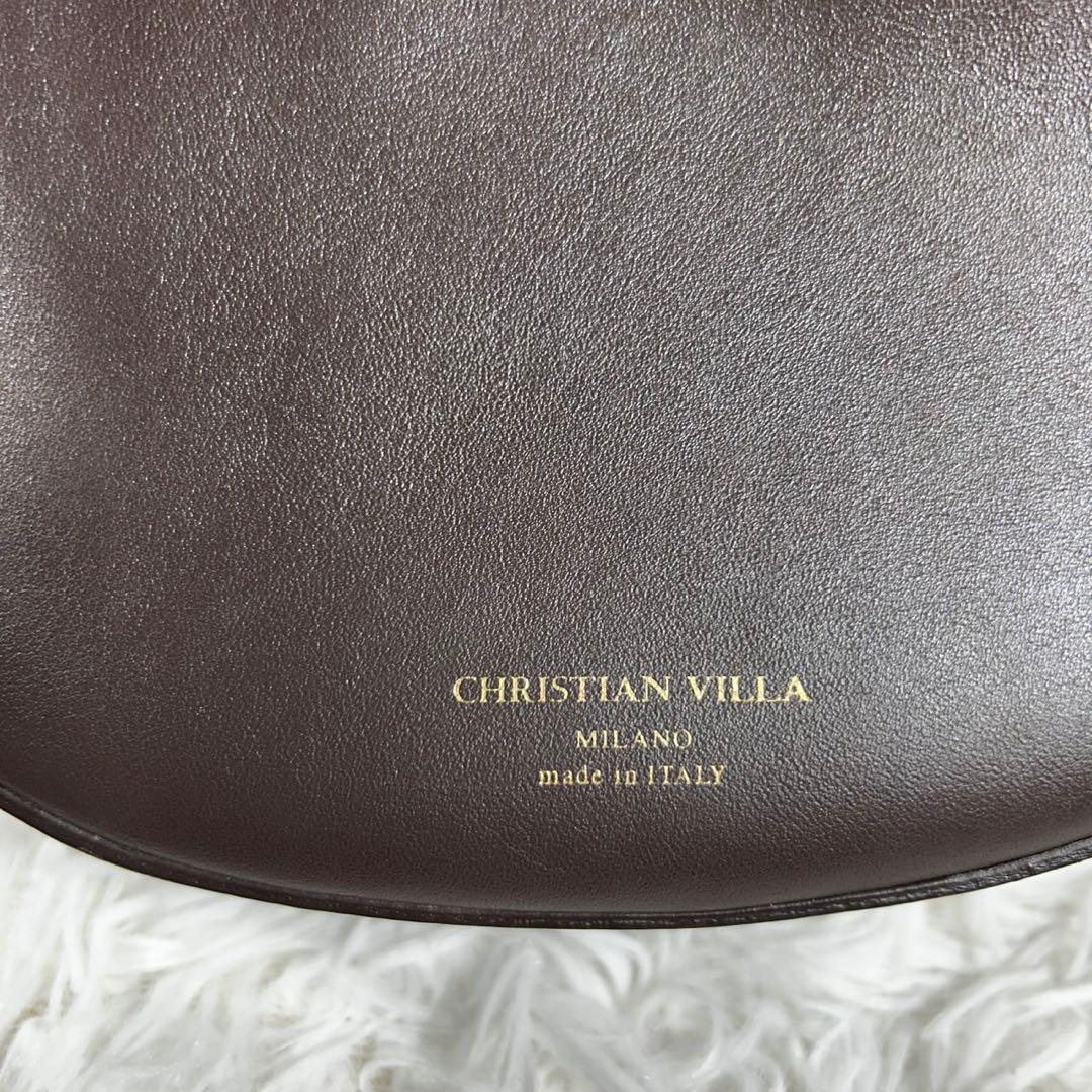 極美品✨クリスチャンヴィラ ラウンドショルダーバッグ ハーフムーン