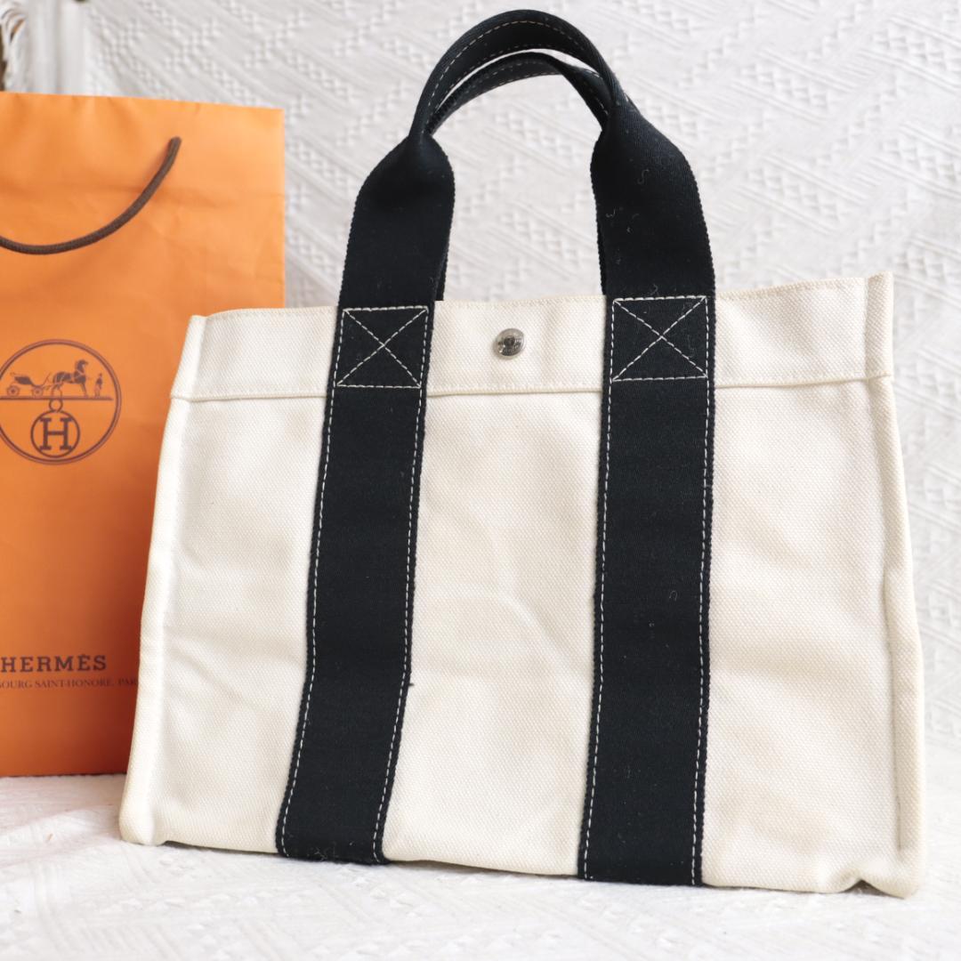 Hermes エルメス　ボラボラPM トートバッグ　ハンドバッグ　ブラック 美品】HERMES エルメス ボラボラ GM トート ハンドバッグ ポーチ付き