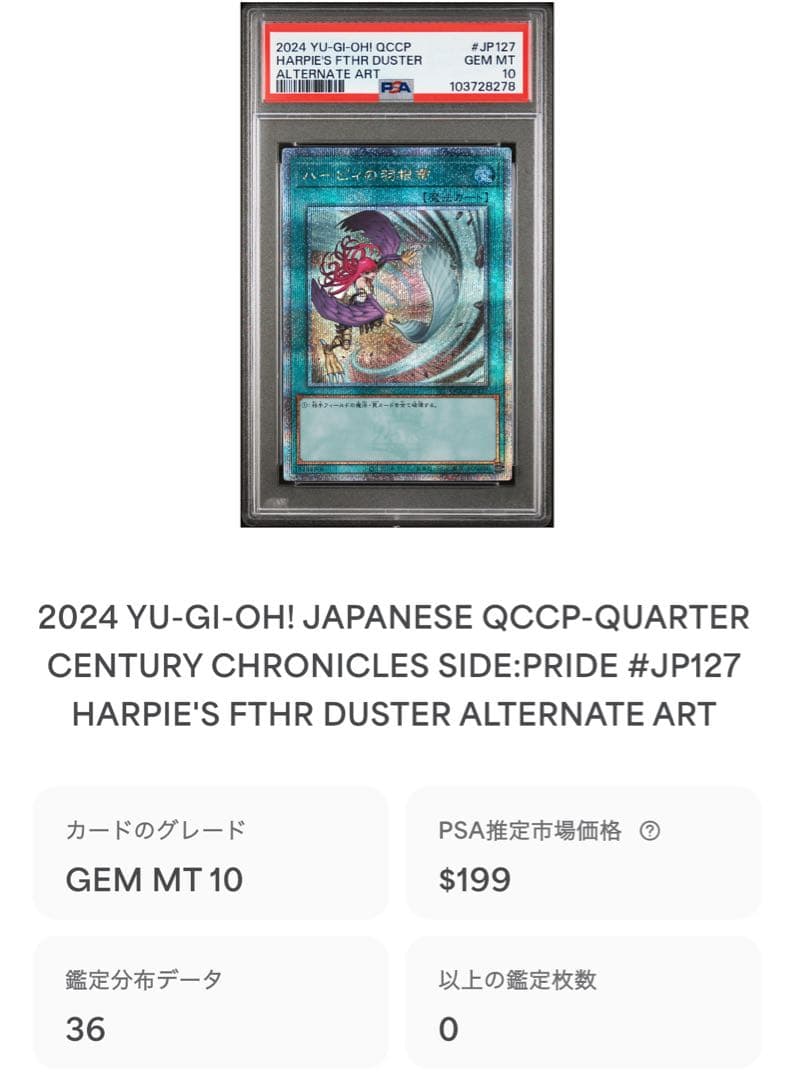 鑑定品 PSA10 】 極美品 ハーピィの羽根帚 25th クオシク 絵違い