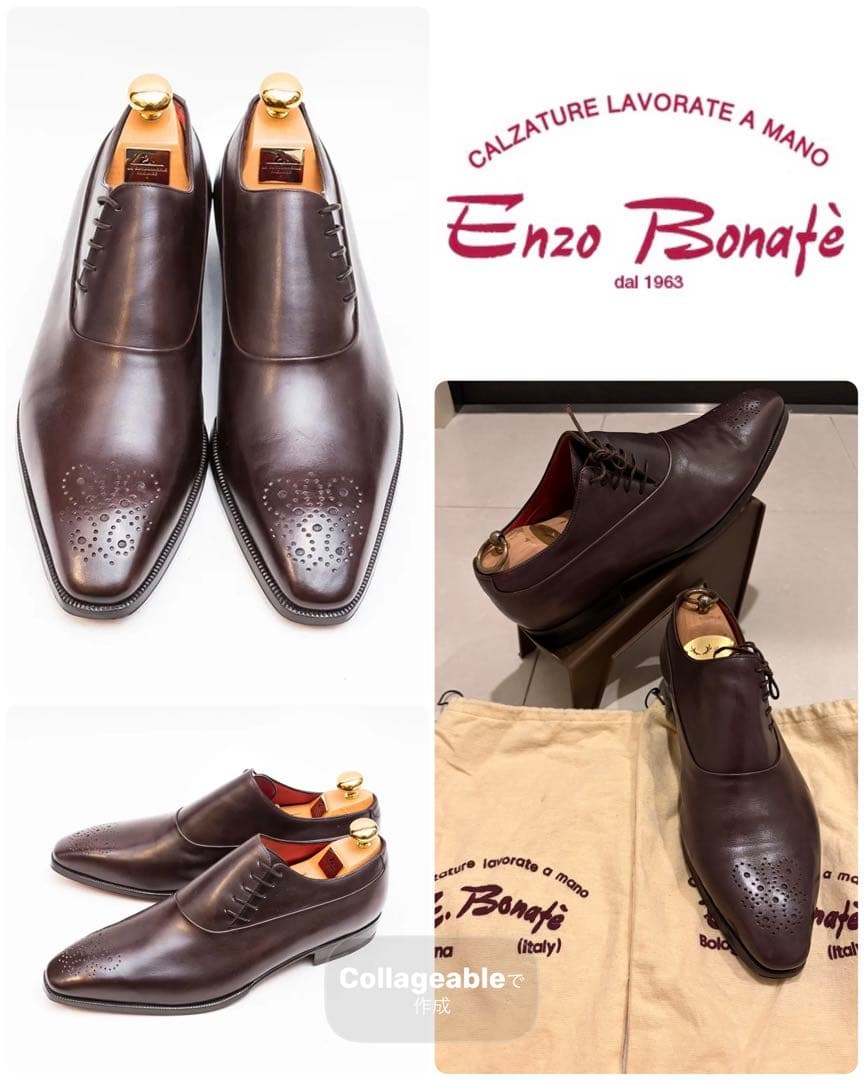 r*a様 【美品】エンツォ ボナフェ サイドレース レザーシューズ サイズ8 美品】エンツォ ボナフェ サイドレース レザーシューズ サイズ8