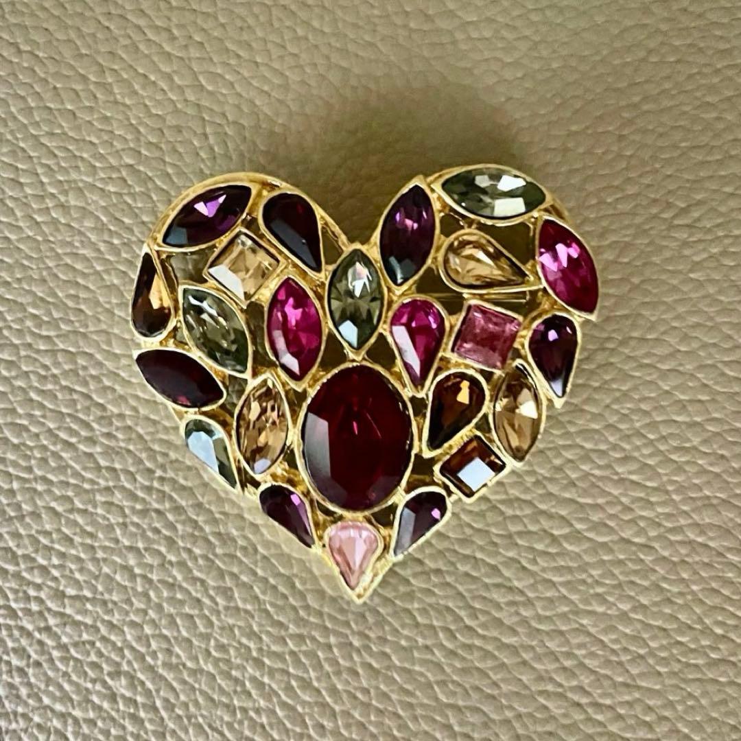 希少 90' ヴィンテージ イヴサンローラン LOVE カラーストーン ブローチ 希少 90' ヴィンテージ イヴサンローラン LOVE カラーストーン