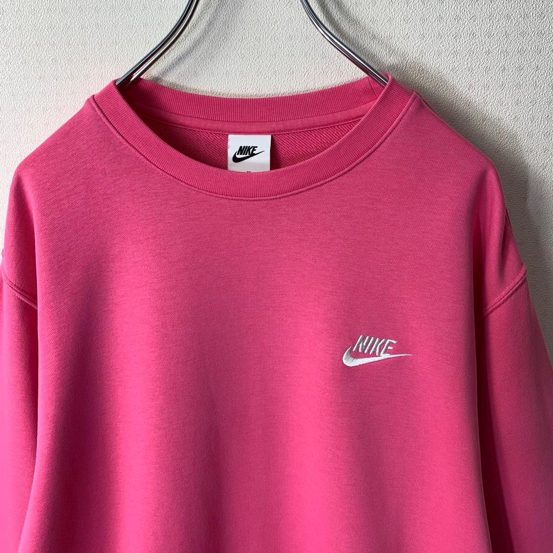 美品 NIKE スウェットトレーナー XL ピンク 刺繍ロゴ ベーシック 希少