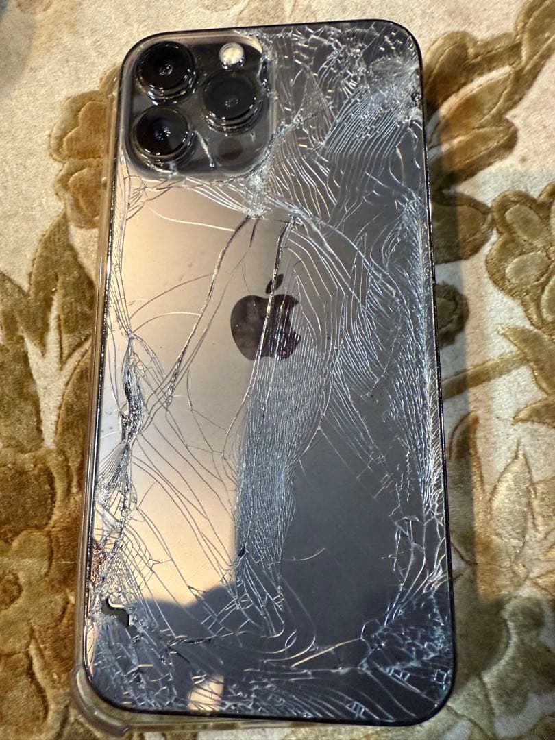 iPhone 13 Pro Max 画面ひび割れ ケース付き