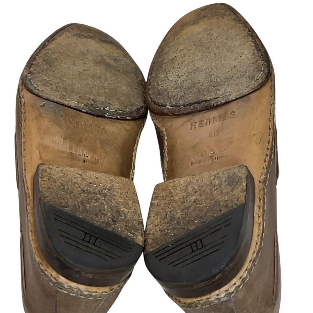 阿呆鳥様専用HERMESスムースレザードライビングシューズ サンド