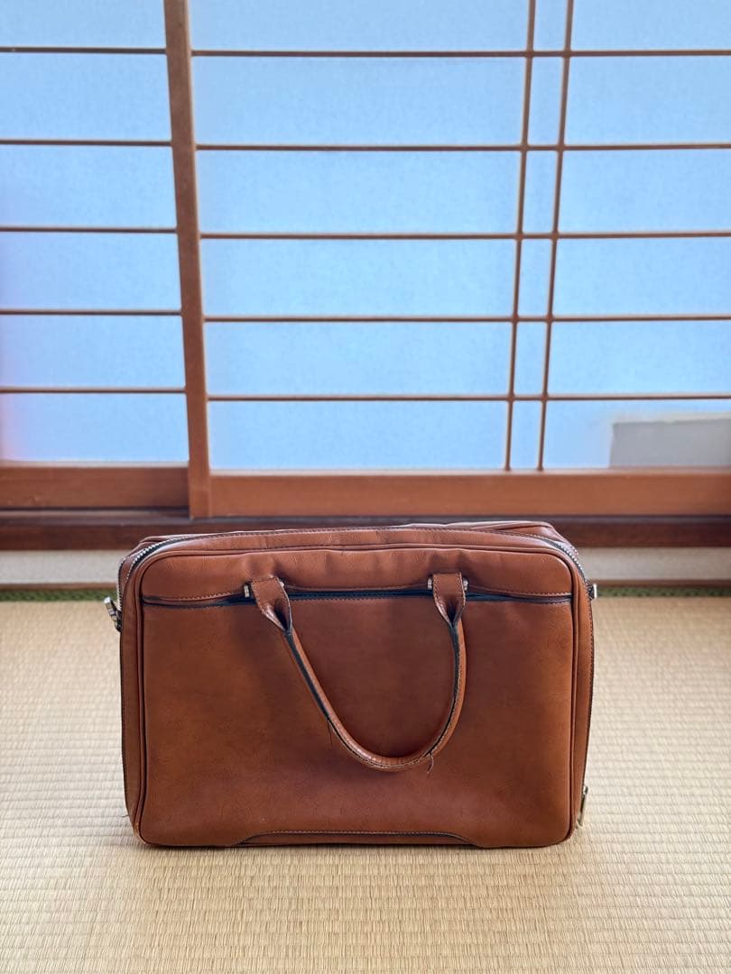 ブラウンレザー ビジネスバッグ - メルカリ