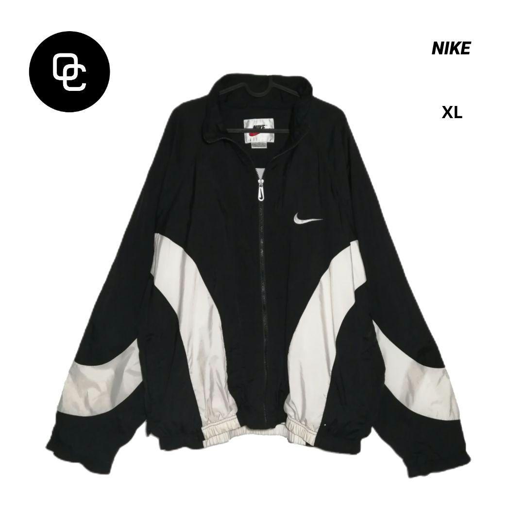90s NIKE ナイキ 白タグ ナイロンジャケット 刺繍 黒白切替 XL - メルカリ