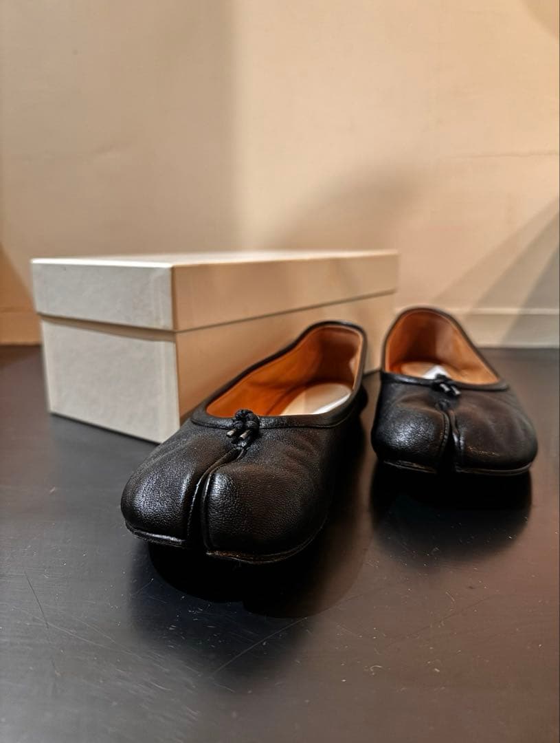 Maison Margiela Tabi バレエ ラムレザー ブラック 37.5 ブラ