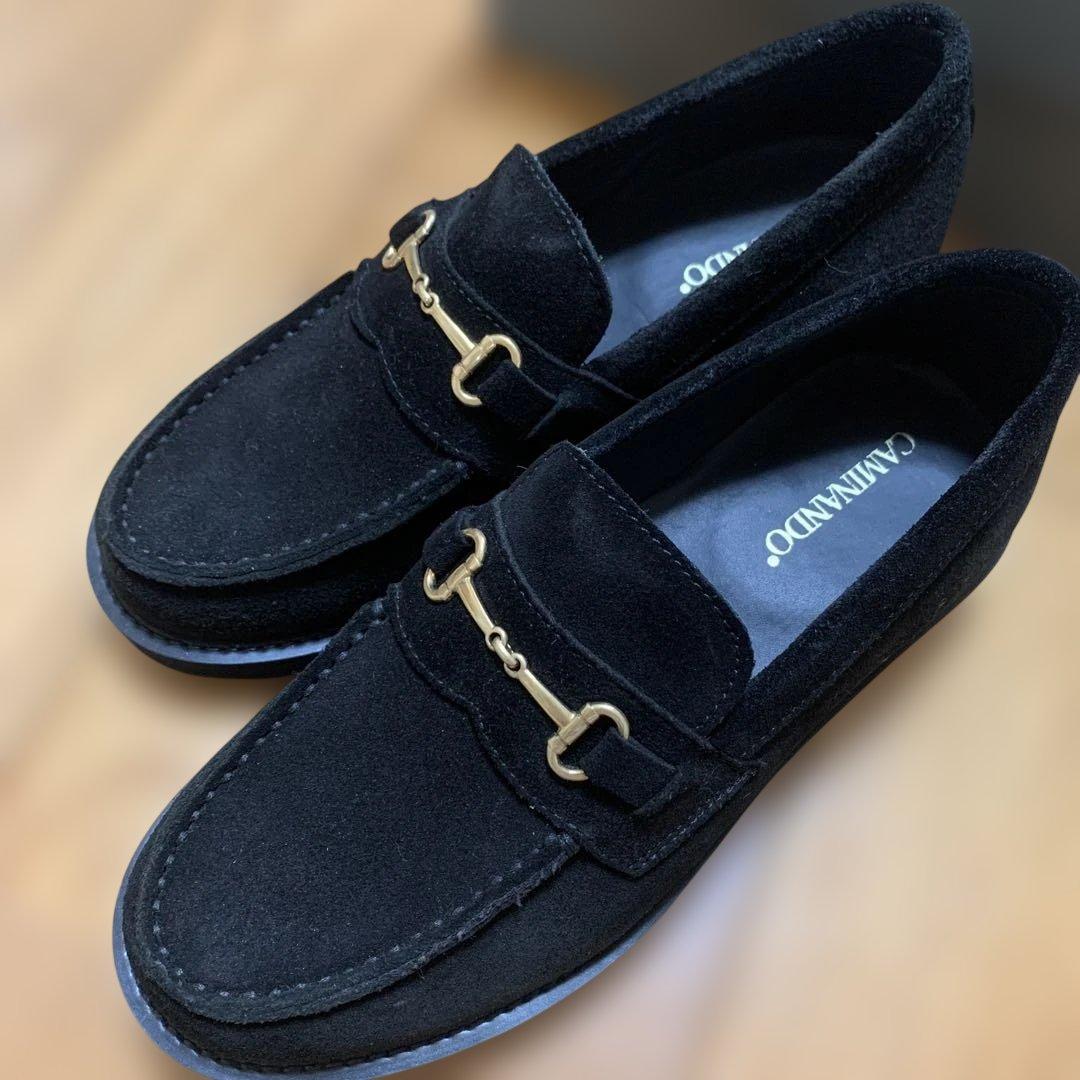 Caminando ブラックスエード 厚底ローファー 5 - メルカリ