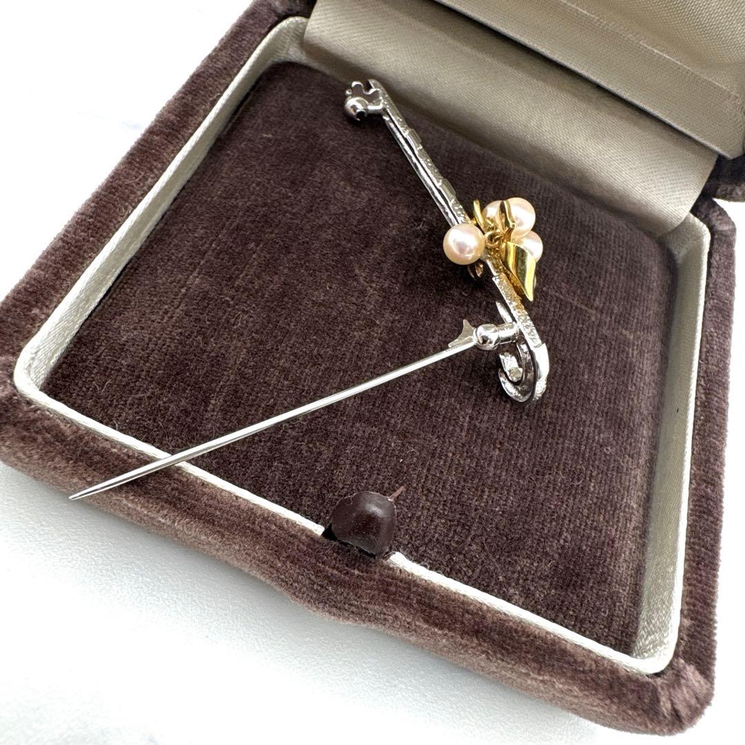 極美品】MIKIMOTO ミキモト リボン K18×SV ブローチ
