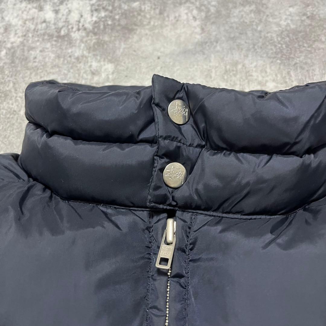 old stussy ダウンジャケット 90s 紺タグ L ネイビー 同色ロゴ - メルカリ