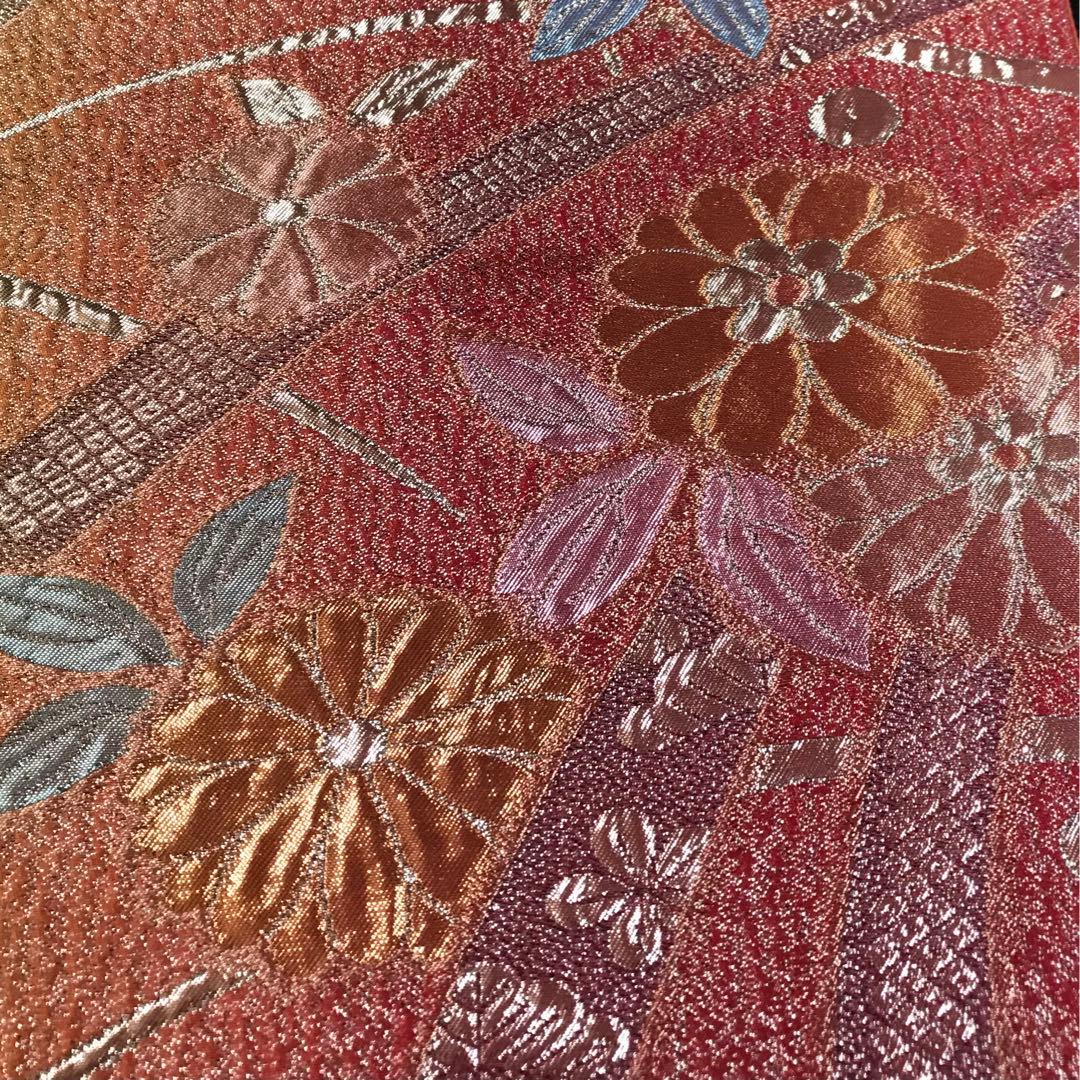 帯サービス】正絹 振袖 花蝶に金箔 染め分け