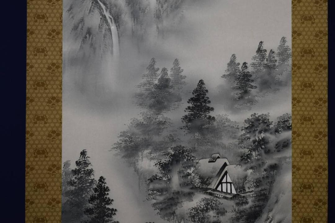 真作/巖谷小波/大和路や・・・/灯籠/俳句/布袋屋掛軸HI-921