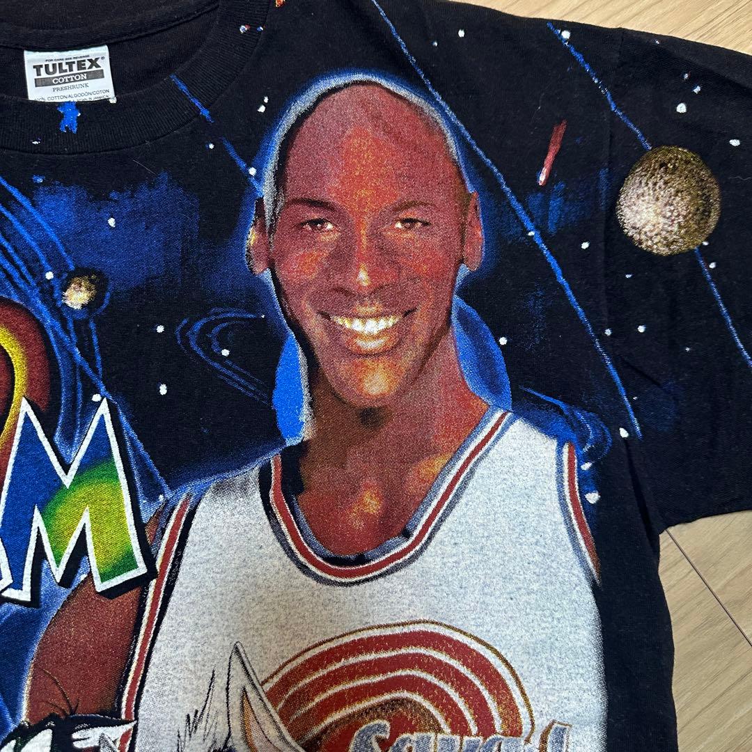 スペースジャム×ジョーダン☆コラボ 90s USA製 半袖 Tシャツ 黒 XL
