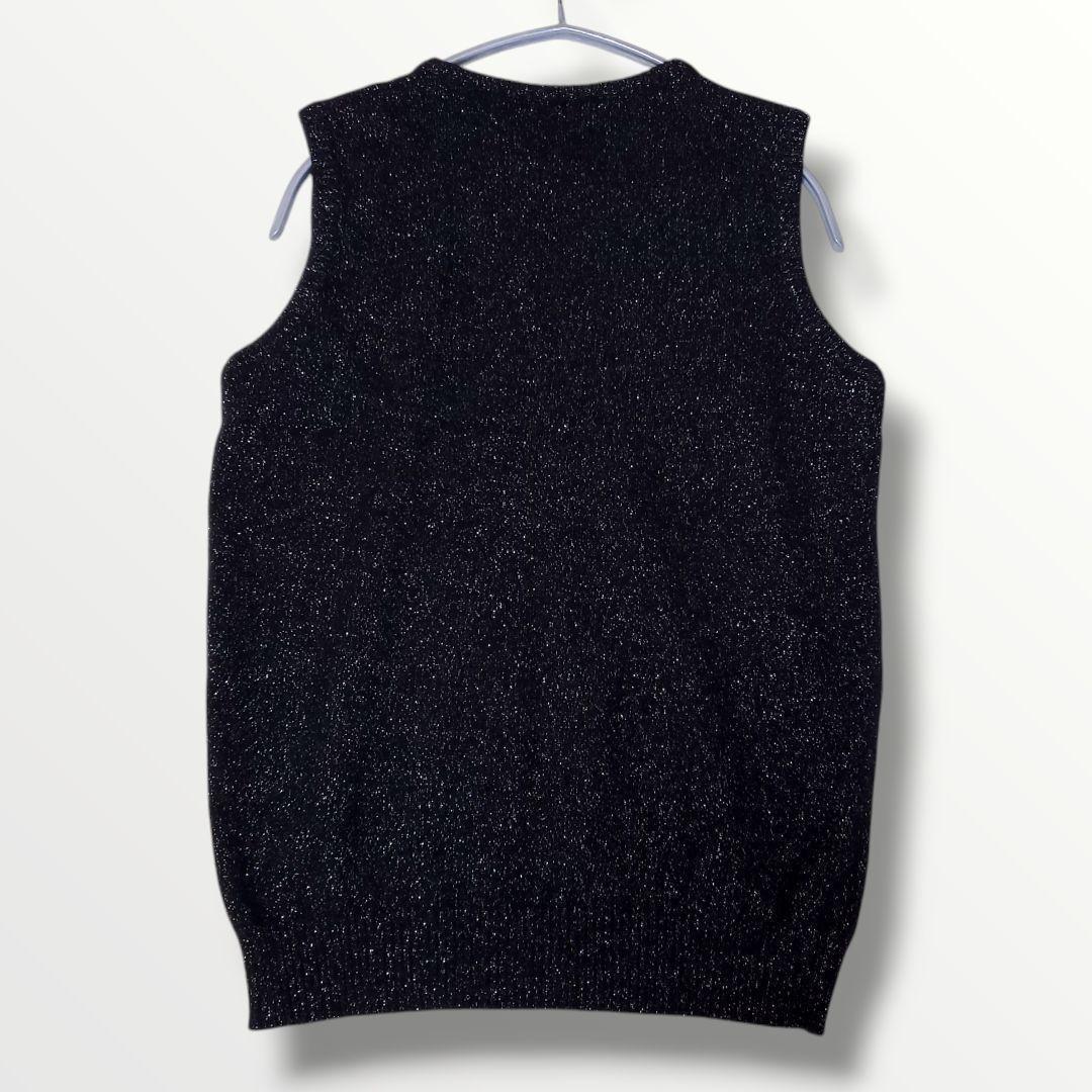 美品 カシミヤ100% バランタイン カシミヤ ニット ベスト ブラック