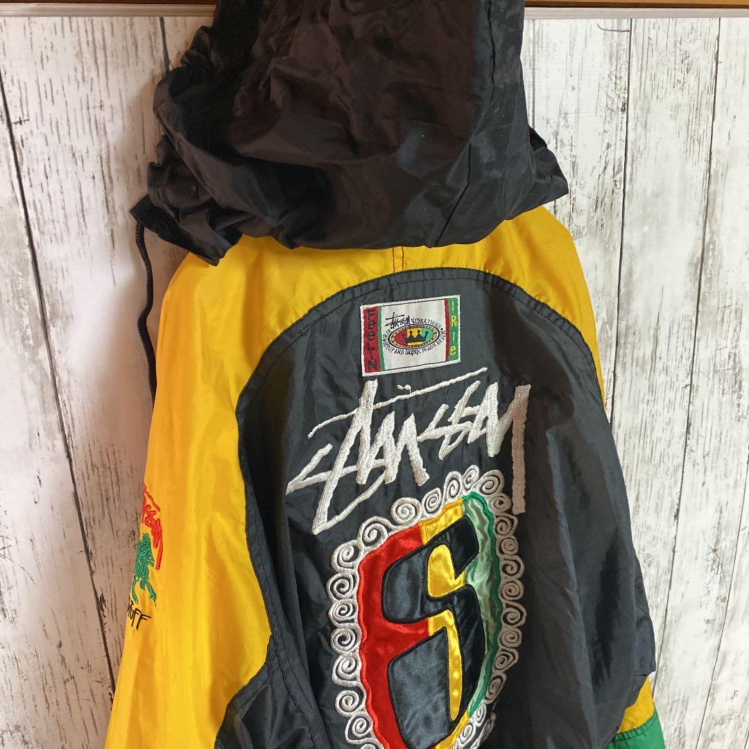 激レア 90s STUSSY【ステューシー】ラスタカラー 刺繍ナイロン