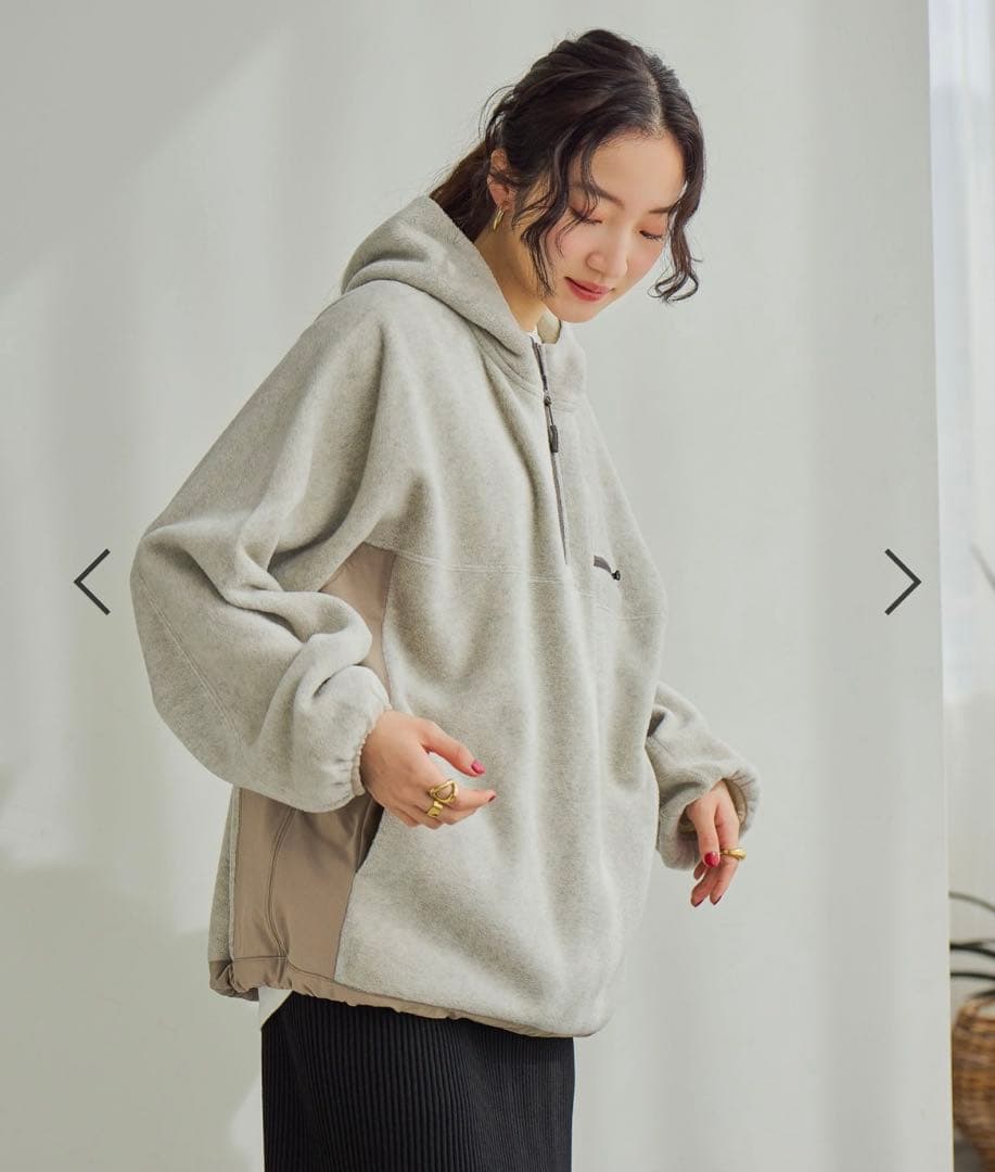 ソフトフリース切替ZIPパーカー ベージュ - メルカリ