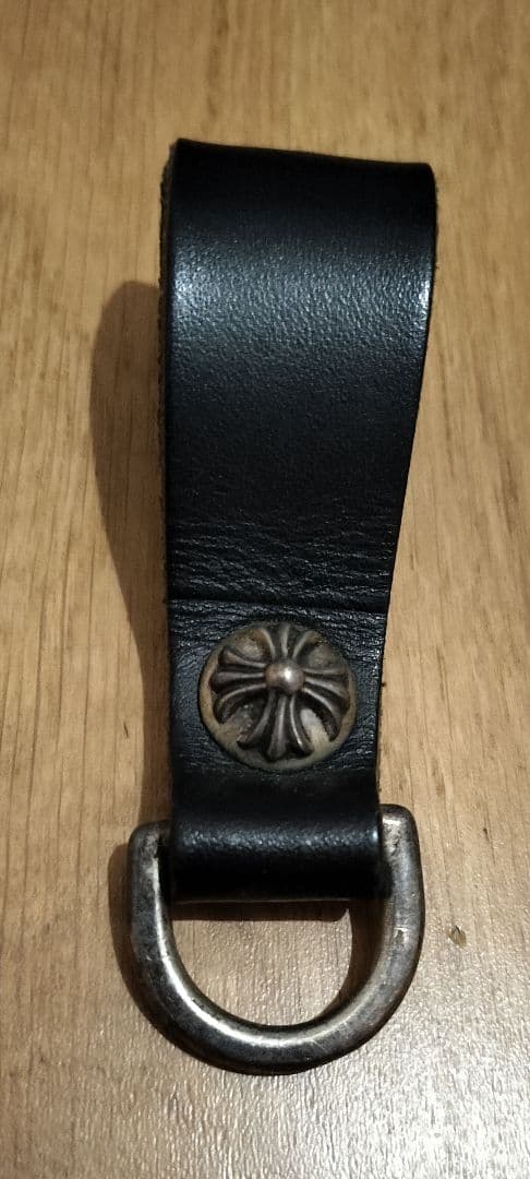 クロムハーツ クロスボールボタン Dリング ベルトループ レザー 黒 クロムハーツ（Chrome Hearts）ベルトループ Dリングクロスボタン