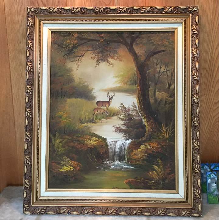 シカの親子 絵画 　アート　インテリア　元大道芸のフランス人より フラワーエレファント90x120cm タッチドピクチャー ｜【KARE】ドイツの