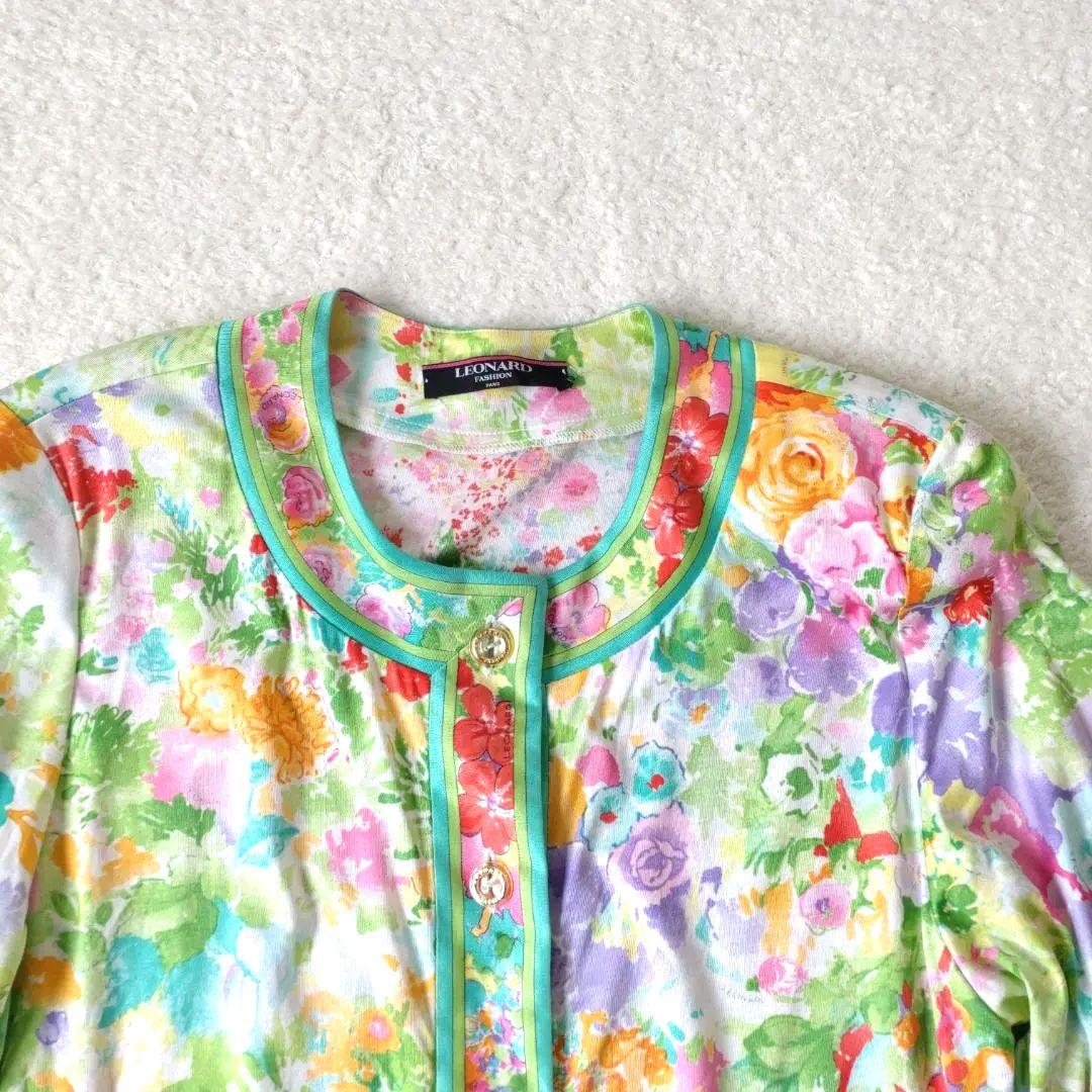 レオナール 花柄カーディガン サイズL 長袖 総柄 ボタニカル - メルカリ