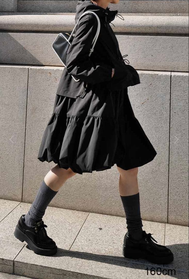 machatt（マチャット）ハーフジップバルーンドレス（ブラック） バルーンスリーブドレープコットンポンチハーフジップカットソー（T