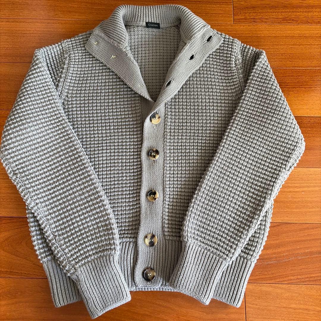 美品】Cruciani クルチアーニ グレー ローゲージ ニット メンズL