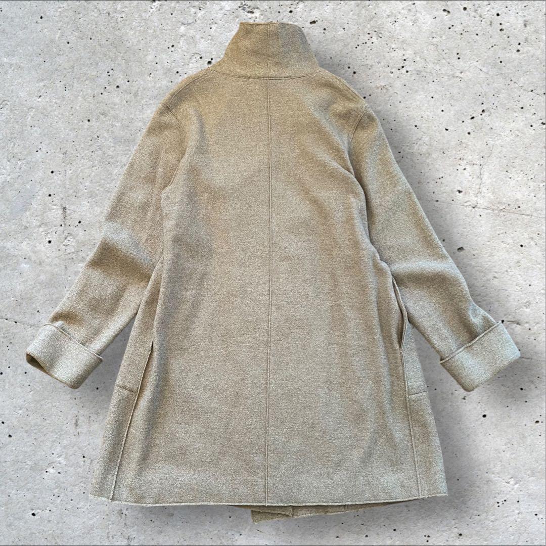 オンワード 自由区 ウール100% スタンドカラー ミドル丈コート