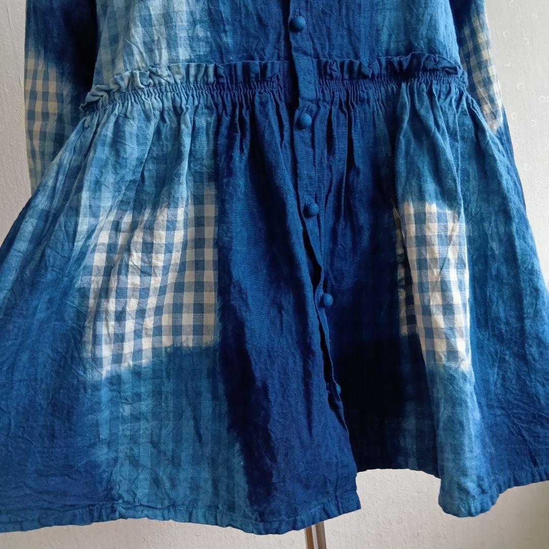 イチアンティークス 日本製 インディゴ染めシャツ チェック - メルカリ