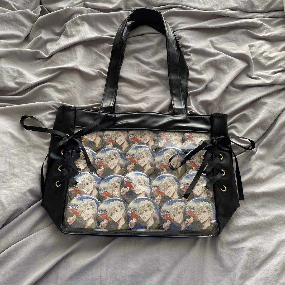 葛葉 にじさんじ 痛バ スイパラ 缶バッジ 痛バッグ ブラック 黒 ろふま