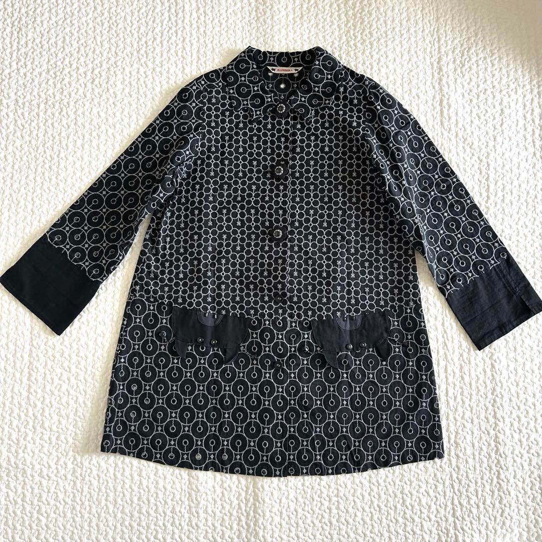 新品未使用品 希少 アルベロベロ 総刺繍 ブタさん シャツ 羽織り 黒灰