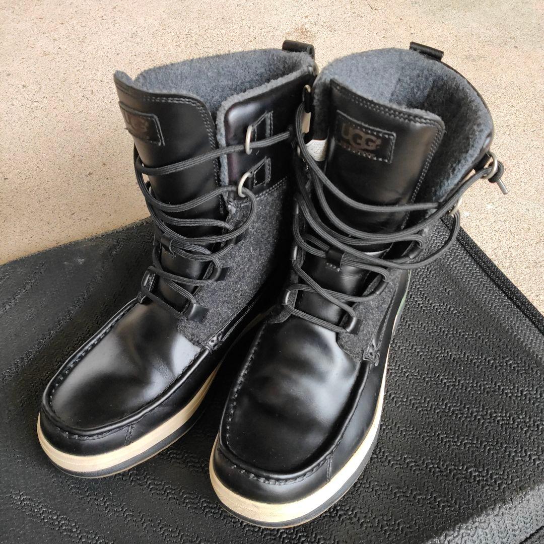 美品 UGG ブラック ブーツ 27cm UGG（アグ） 美品 1106734 RIDGE リッジ ナイロン/ボア スノーブーツ