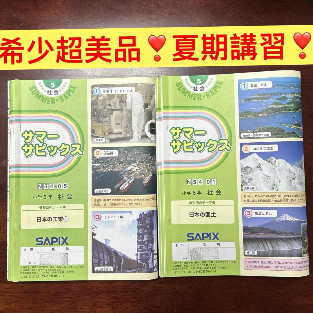 ㉑AA 未記入　サピックス　SAPIX 5年　社会　夏期講習　サマーサピックス サピックス夏期講習の日程・カリキュラム・学習方法
