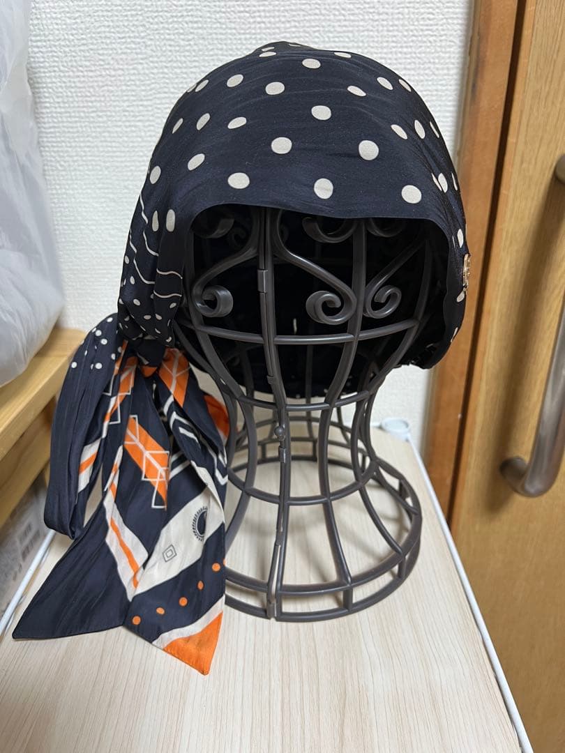 BAREN 医療用スカーフハット Dot Border -Orange Mサイズ