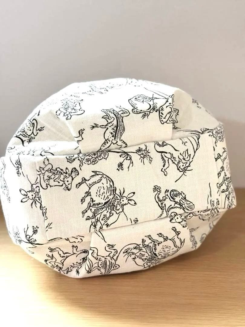 和装バック 着物バック和柄コットン生地・鳥獣戯画（アイボリー）入学