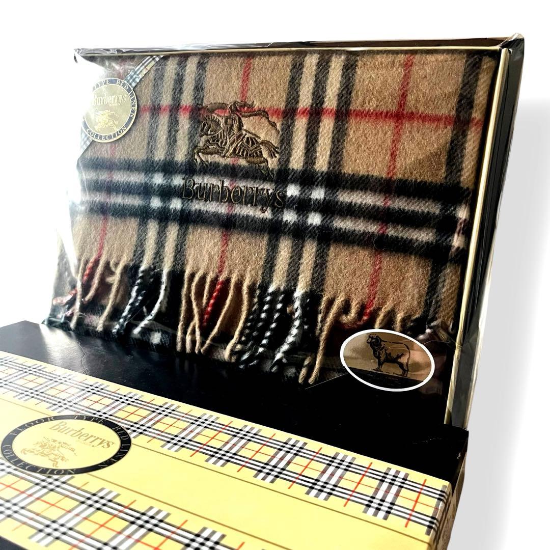 未使用✨バーバリー　ブランケット膝掛け65×120 ノバチェック　ウール100 BURBERRY バーバリー チェック ウール100% ブランケット 膝掛け毛布
