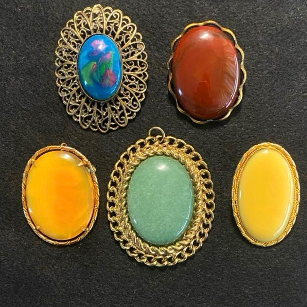 ブローチ ペンダント エレガント カボションクラシカル5点セット