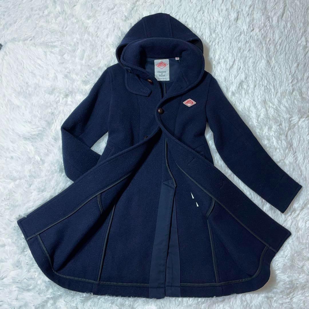 美品✨ダントン✨ロングコート✨くるみボタン✨ウール✨ネイビー✨34