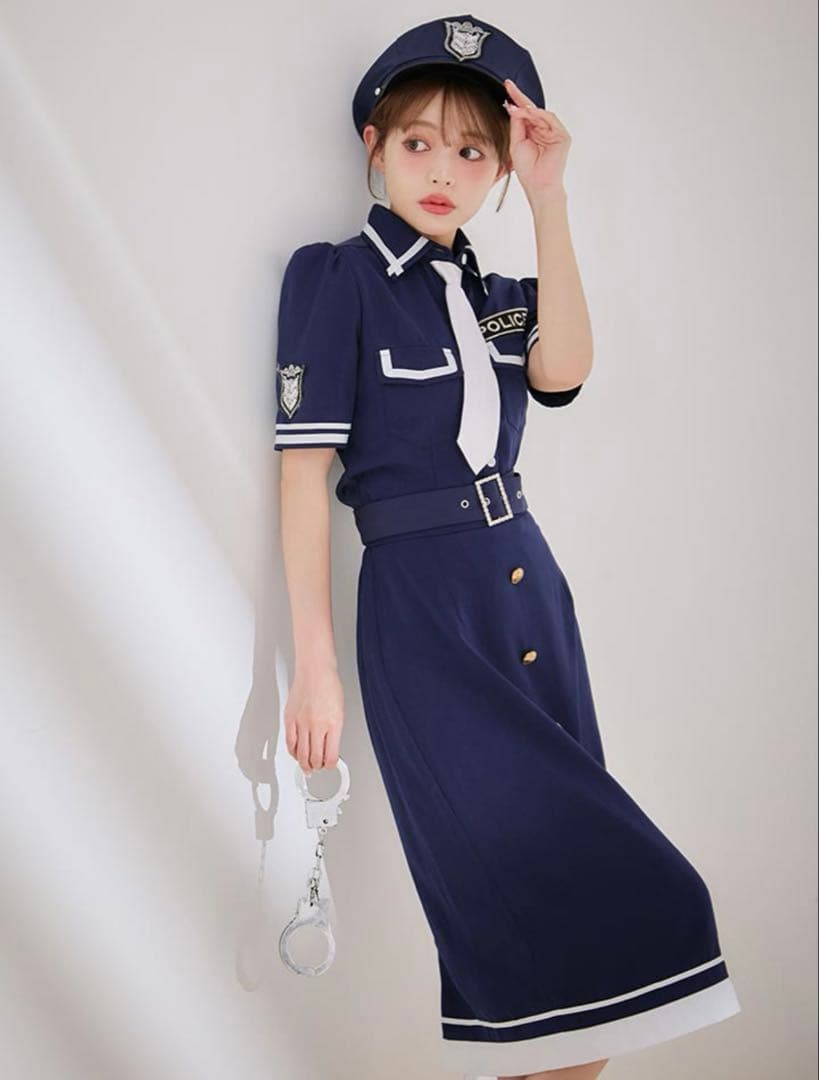 sugarポリスコスプレ 5点セット＋手錠付きMサイズ 即日発送】ブラックポリスコスプレセット【sugar nineハロウィン5点