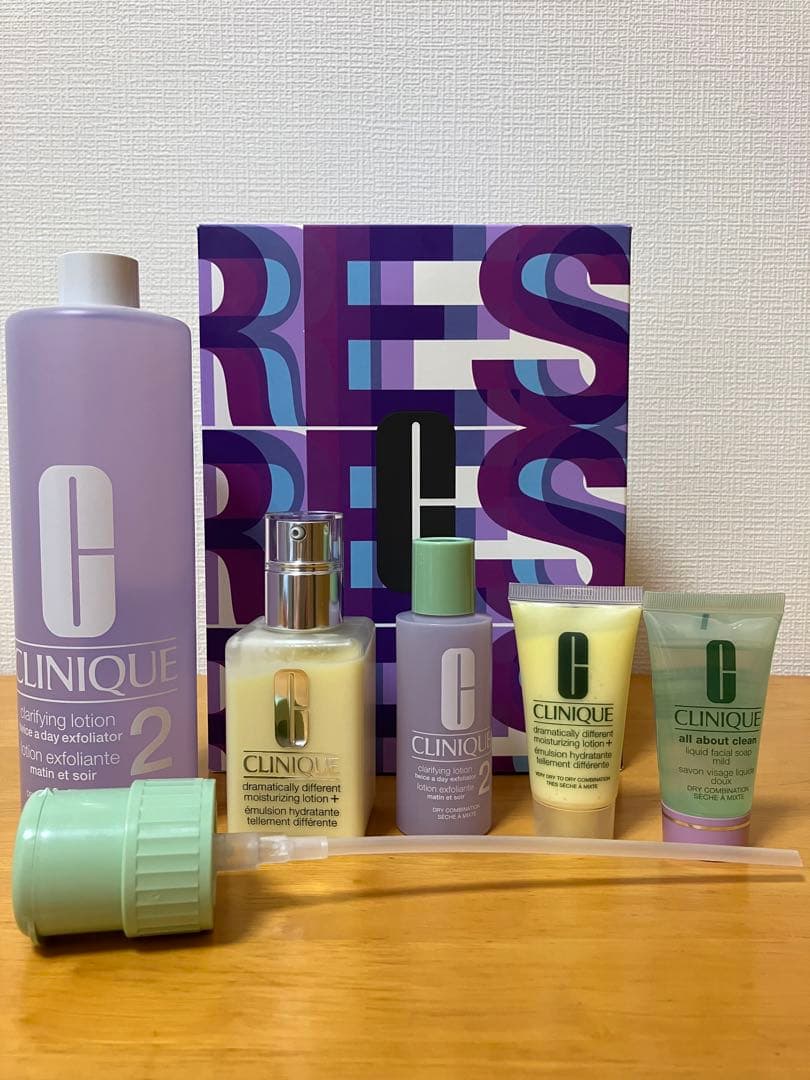 CLINIQUE クリニーク 拭き取り化粧水2&乳液セット ポンプヘッド付き