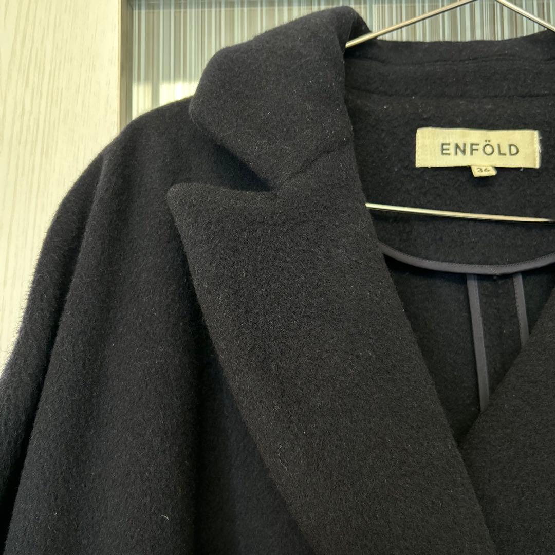 ENFOLD/エンフォルド】ショートビーバーAラインコート ネイビー 36 S