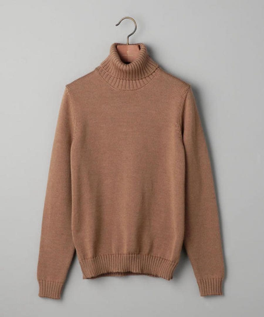 ZANONE ミドルゲージ　タートルネック　キャメル　46 ニット　セーター ZANONE（ザノーネ）ミドルゲージウールケーブルクルーネックニット