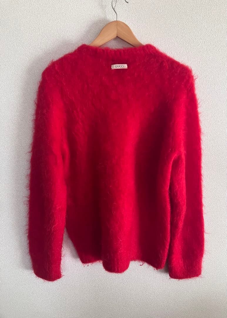 23aw L GUCCI レッド Vネック モヘア ニットセーター - メルカリ