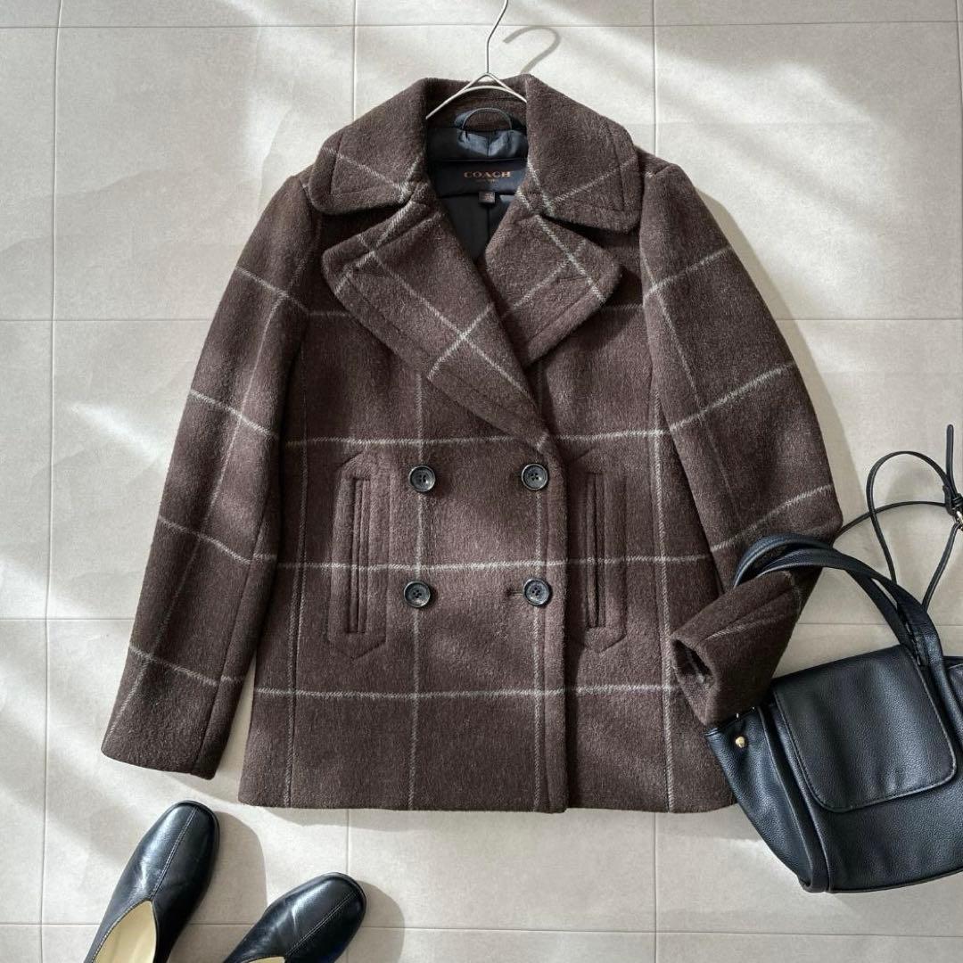 美品 COACH コーチ♡ウール メルトン Pコート ダブル ウインドウペン 国産素材使用！メルトンダブルフェイスコーチジャケット！！｜B:MING