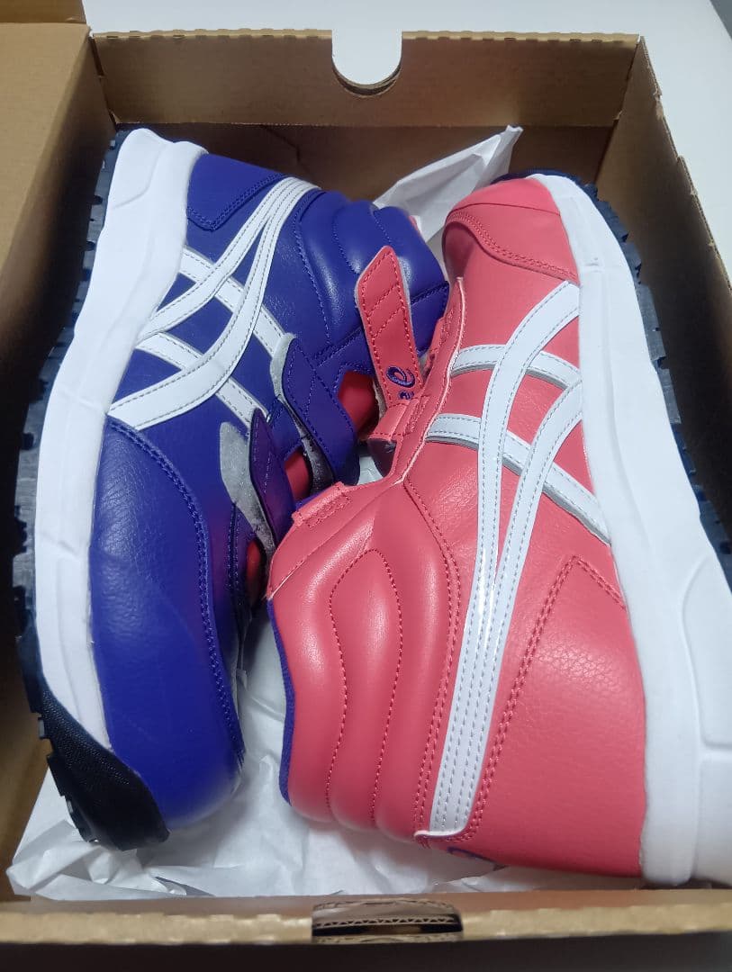 asics ハイカット安全靴 ムラサキ／ピンク - メルカリ