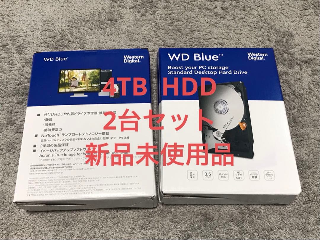 【新品未使用】WESTERN DIGITAL 4TB HDD 3.5インチx2台 WD Blue WD40EZAX [3.5インチ内蔵HDD / 4TB 5400rpm 256MBキャッシュ