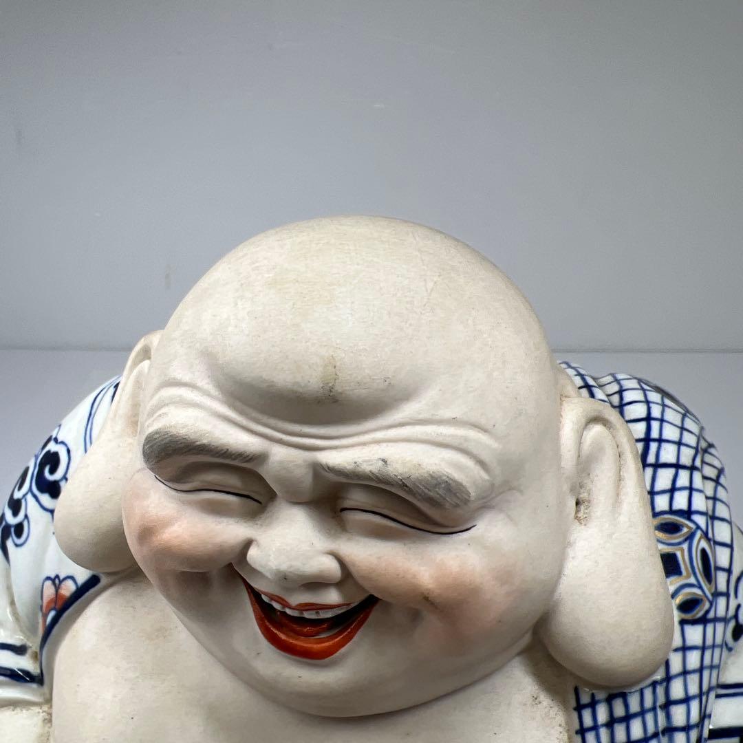 中国美術 景徳鎮布袋置物 高さ約24㎝ 東Y7-0520⑤