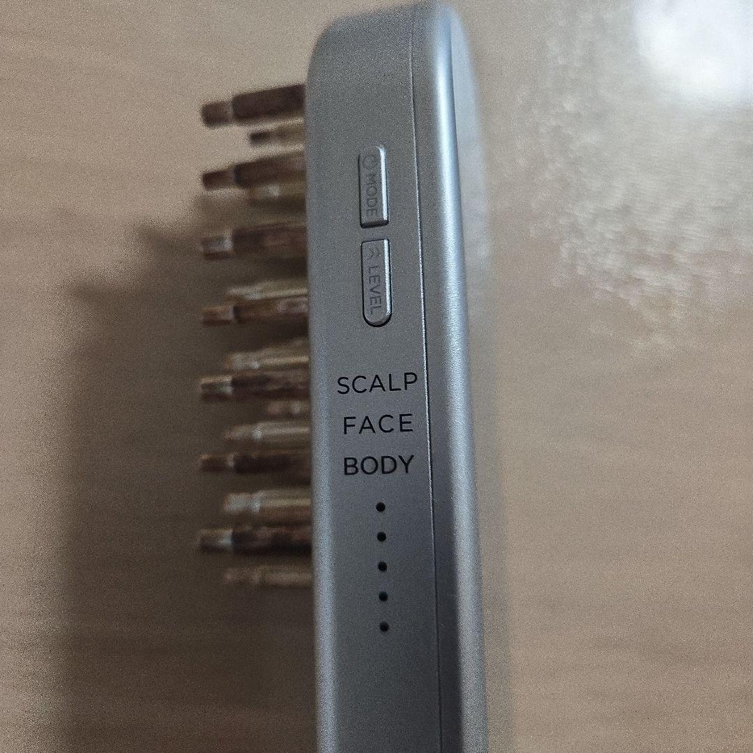 SALONIA スカルプブラシ シルバー USBケーブル付き EMSリフトブラシ